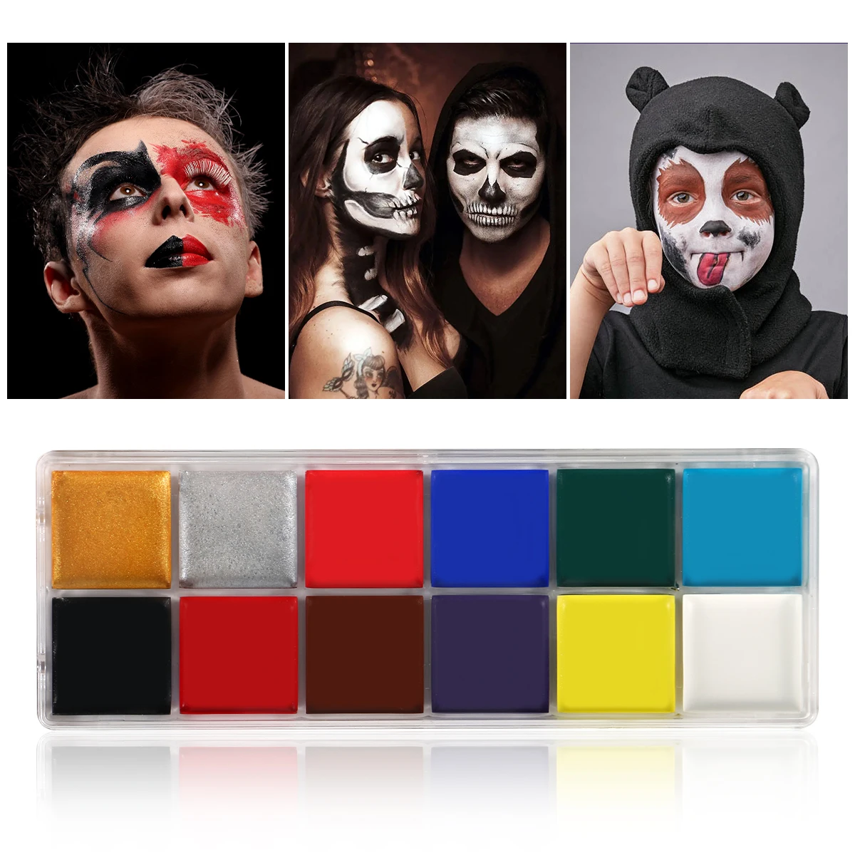 12 Color Face Paint Body Paint Oil Painting Facial Paint Professional Pigment Palette In Halloween Party Makeup image 2