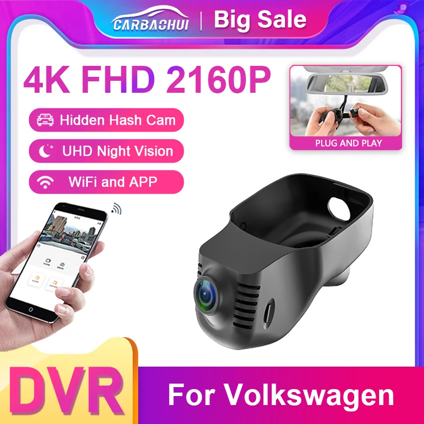 

For Volkswagen VW POLO Passat Tiguan Touran Bora GOLF Magotan EOS 4K Dash Cam for Car Camera Recorder Dashcam WIFI CAR DVR