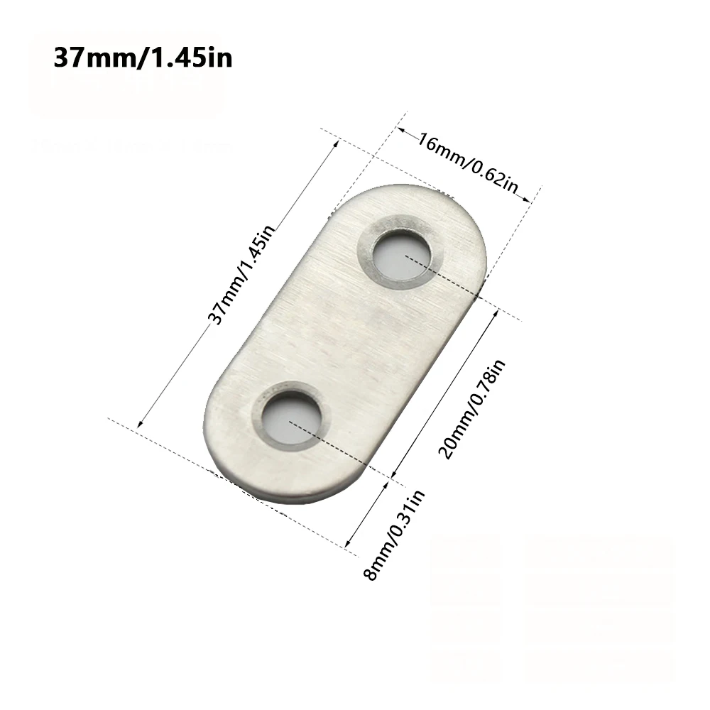 Stainless Steel Straight Flat Corner Brace Bracket Mending Repair Plates Fixing Connector Furniture Fittings