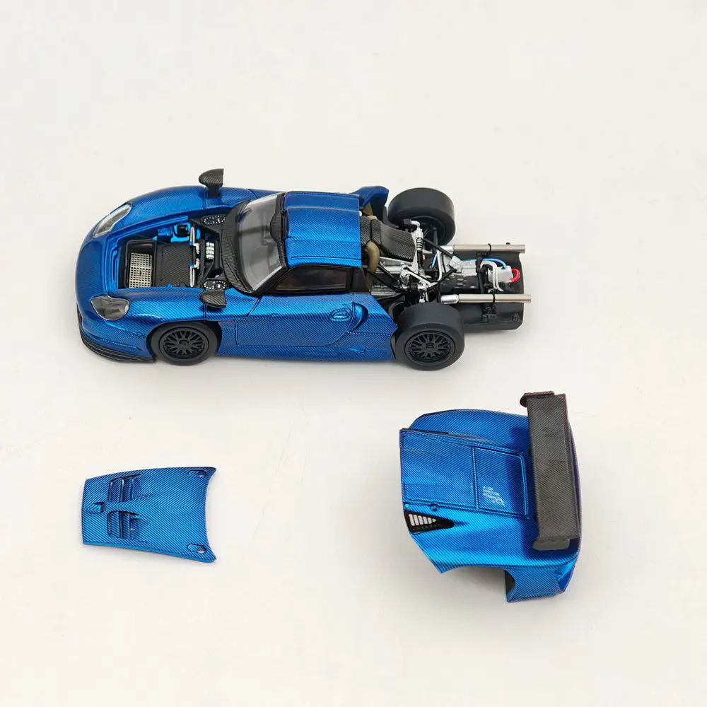 911 GT1 24h LeMans 1997 Carbon Fiber Opening Hood Diecast Model Car Miniature Limited Collection TSD 1/64 Toy Vehicle Models