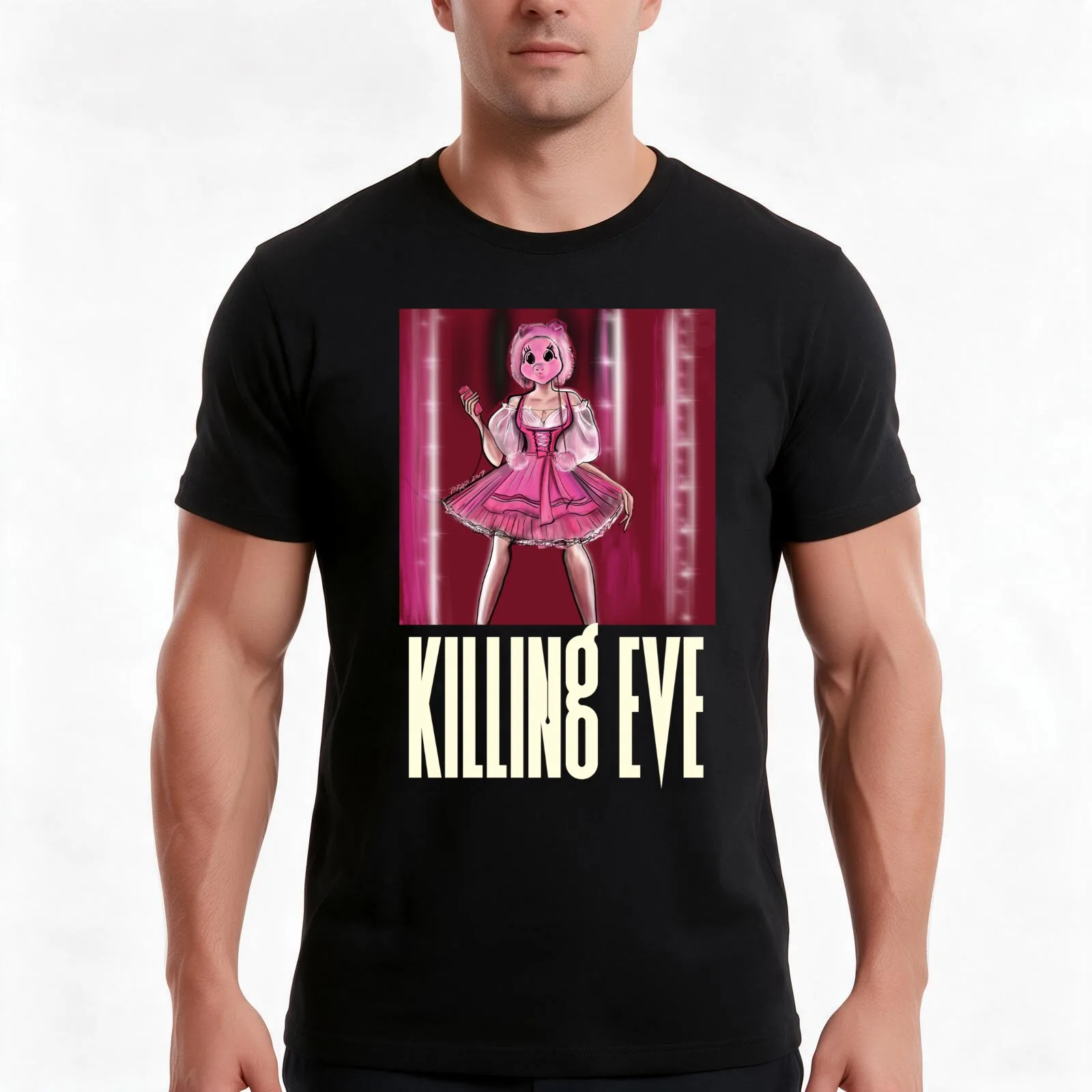 Villanelle Pig fashion costume actress T-Shirt, Summer Casual Cotton Tee, Oversized Streetwear Tops, Vintage Graphic Print