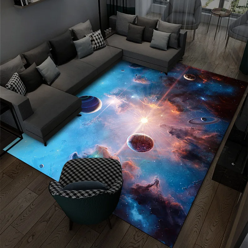 3D Solar System Children's Room Carpet Space Planet Carpet Children's Bedroom Anti-slip Mat Home Decoration Play Crawling Mat