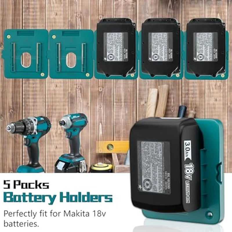 Battery Holder Tool Holder, 5 Packs Battery Holder For Makita 18V Battery, 5 Packs Tool Holder For Makita 18V Tools Easy Install