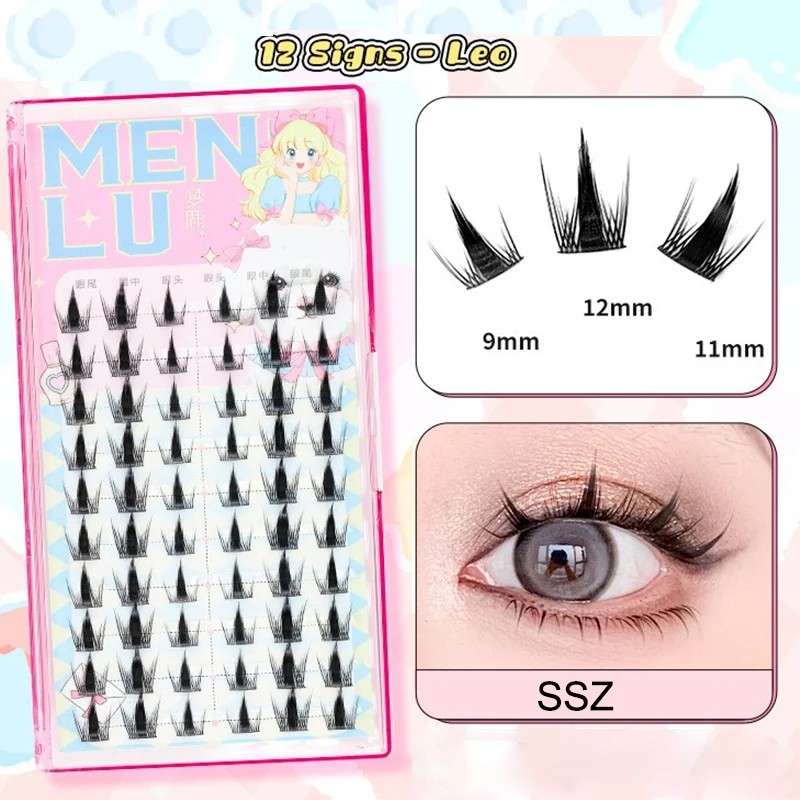 Neue Puppe Wimpern Verlängerung Natürliche Cat Eye Falsche Wimpern Cosplay Make-Up Cross Streifen Wimpern Handgemachte Manga Anime Lash – Detail 22