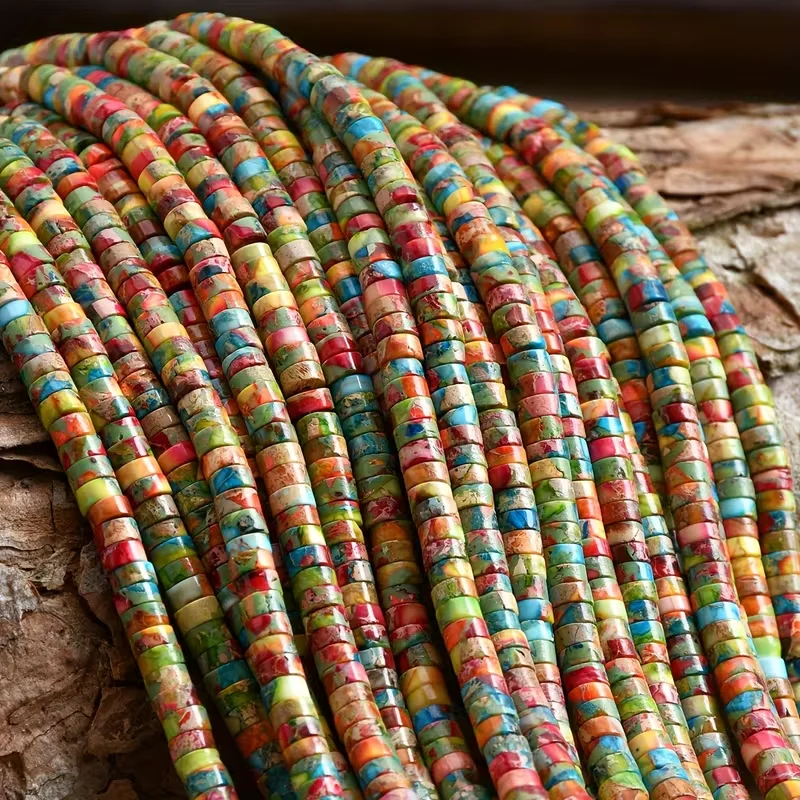 Yumfeel 1Pc 158-160Pcs Colored Emperor Stone Spacer Bead , 4 * 2mm Jewelry Accessories, Diy Necklace, Bracelet