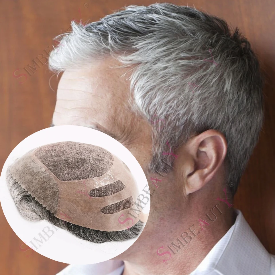 

Прочный мужской парик NPU Bond 1B65 420. # Черный, коричневый, серый парик из человеческих волос, супер натуральная линия волос, тонкий моноверхний сменный протез