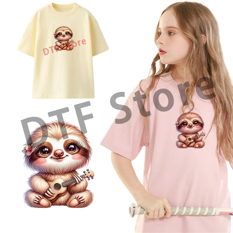 Cute cartoon sloth baby Iron On Patch Heat Transfer On Children's clothing dtf Iron on transfer Clothes patches for clothing