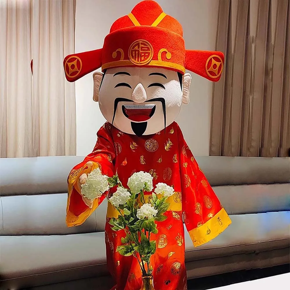 Chinese God of Wealth Mascot Costume Makeup Costume  Cosplay Anime Halloween party Carnival Activity Costume Fursuit Gift ingots