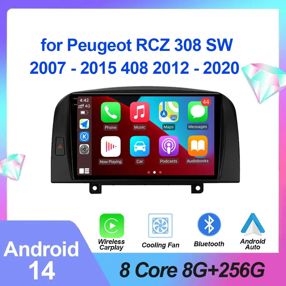 

Android 14 Car Radio for Peugeot RCZ 308 SW 2007 - 2015 408 2012 - 2020 2DIN Multimedia Navigation Wireless Carplay Auto Head