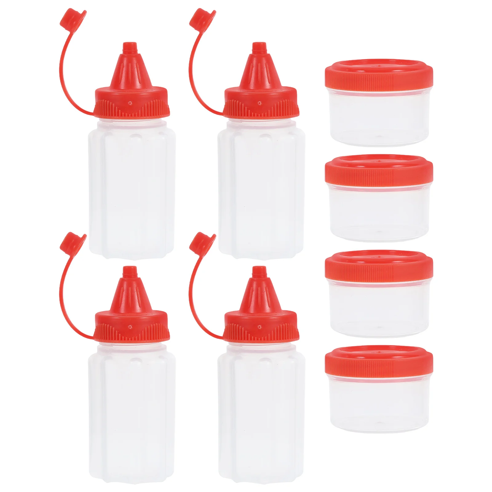 

1 set Mini Dressing Bottles Sauce Cups Jam Squeeze Ketchup Dispenser Travel Condiment Containers Portable Outdoor BBQ Lunch Box