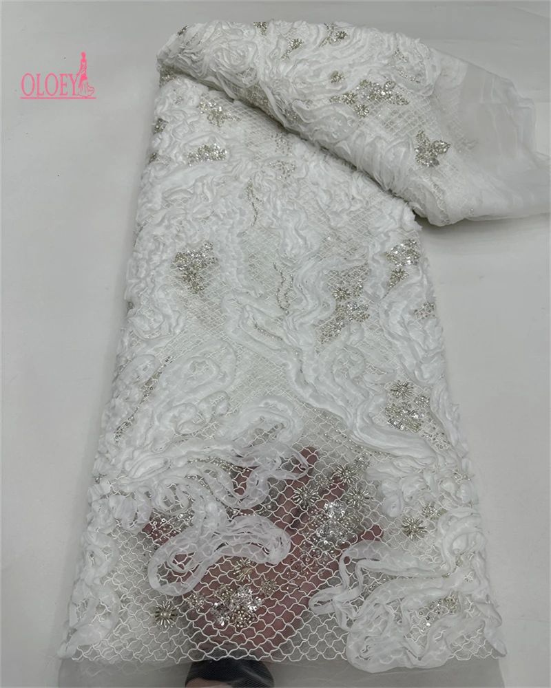 

OLOEY Роскошная французская вышивка, тяжелая кружевная ткань для жениха с блестками для свадьбы, новая высококачественная африканская нигерийская ткань для ухода за волосами