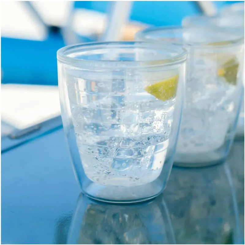 

Clear & Colorful Tabletop 12oz Made in USA Double Walled Insulated Tumbler Travel Cup Keeps Drinks Cold & Hot, 12oz - 4pk