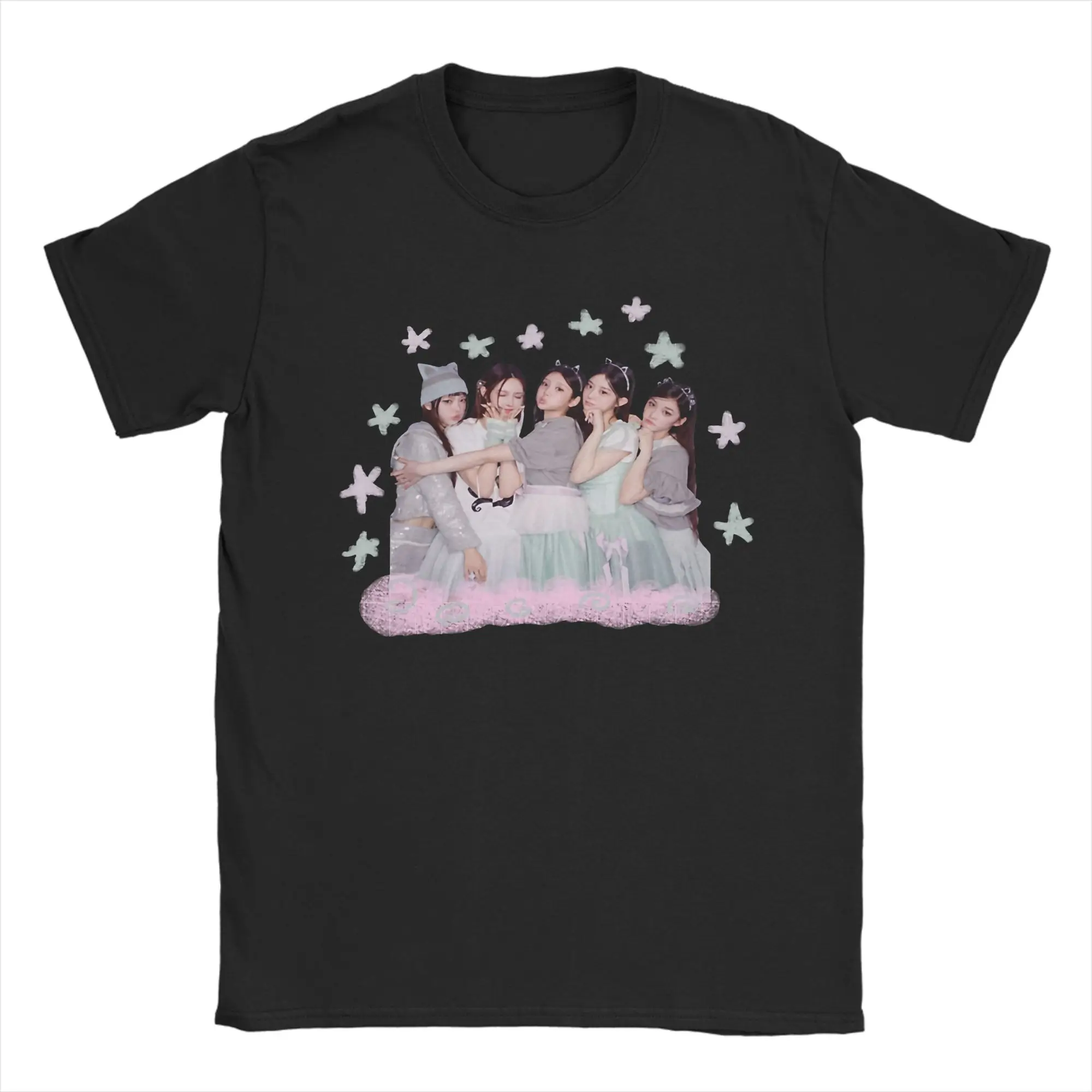 Novelty ILLIT South Korea Girls' Group T-Shirt for Men Round Collar Pure Cotton T Shirts  Short Sleeve Tee Shirt Graphic Clothes