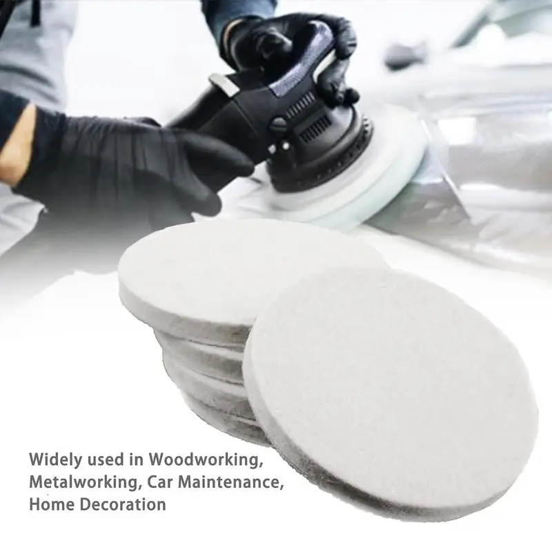 5Pcs 125mm(5Inch)*6mm(D*T) Wool Felt Polishing Pad for Polishing Glass Plastic Metal Marble, HJ