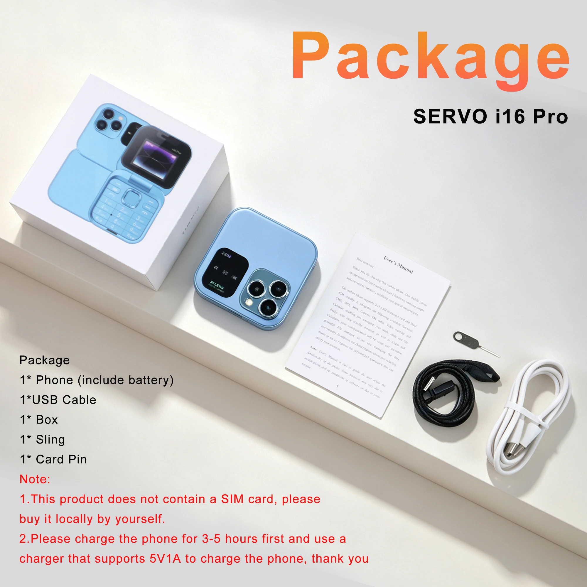 SERVO I16 Pro Mini Fold Mobile Phone 2G GSM Dual SIM Card Speed Dial Video Player Blacklist FM Radio 1.77' Small Flip Cellphone