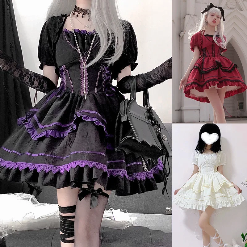 Poupée Lolita Dark Goth originale, robe Lolita élégante au bord de la Seine