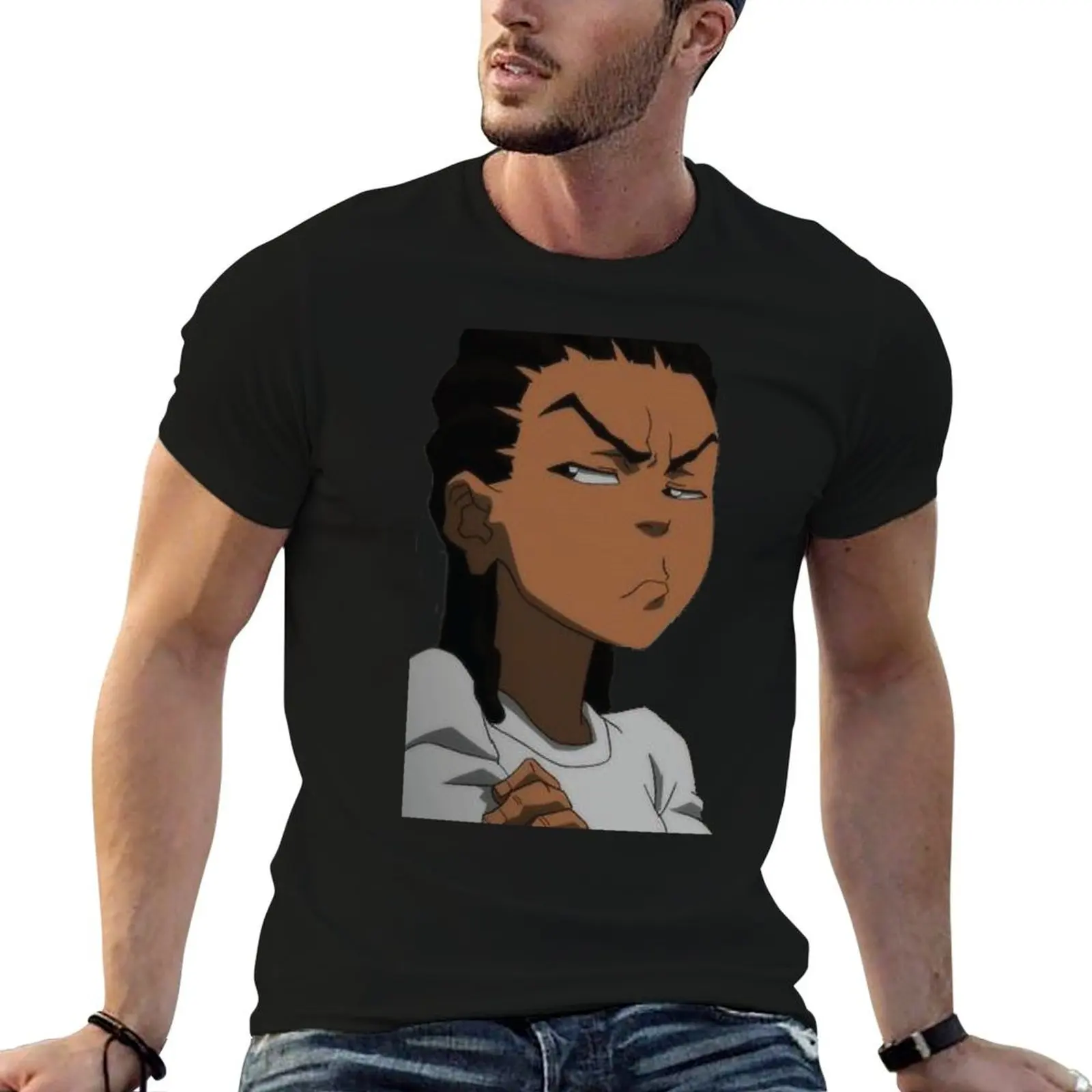 

The Boondocks Huey T-Shirt anime t shirts oversize t shirts for man pack white T-Shirt