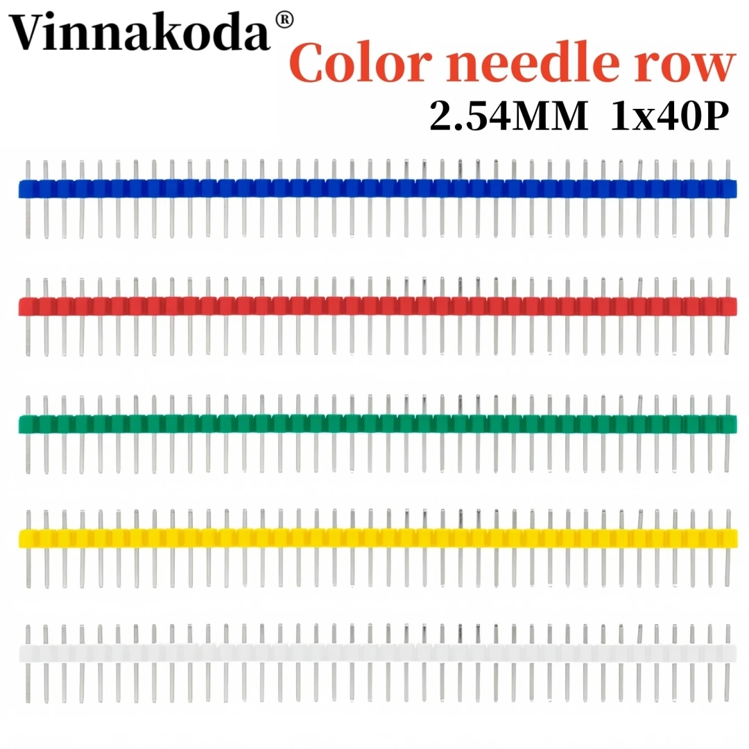 Conector quebrável da tira do pino do encabeçamento masculino da única fileira, Arduino, branco, preto, vermelho, azul, verde, amarelo, 40Pin, 1x40, 2,54, 10Pcs