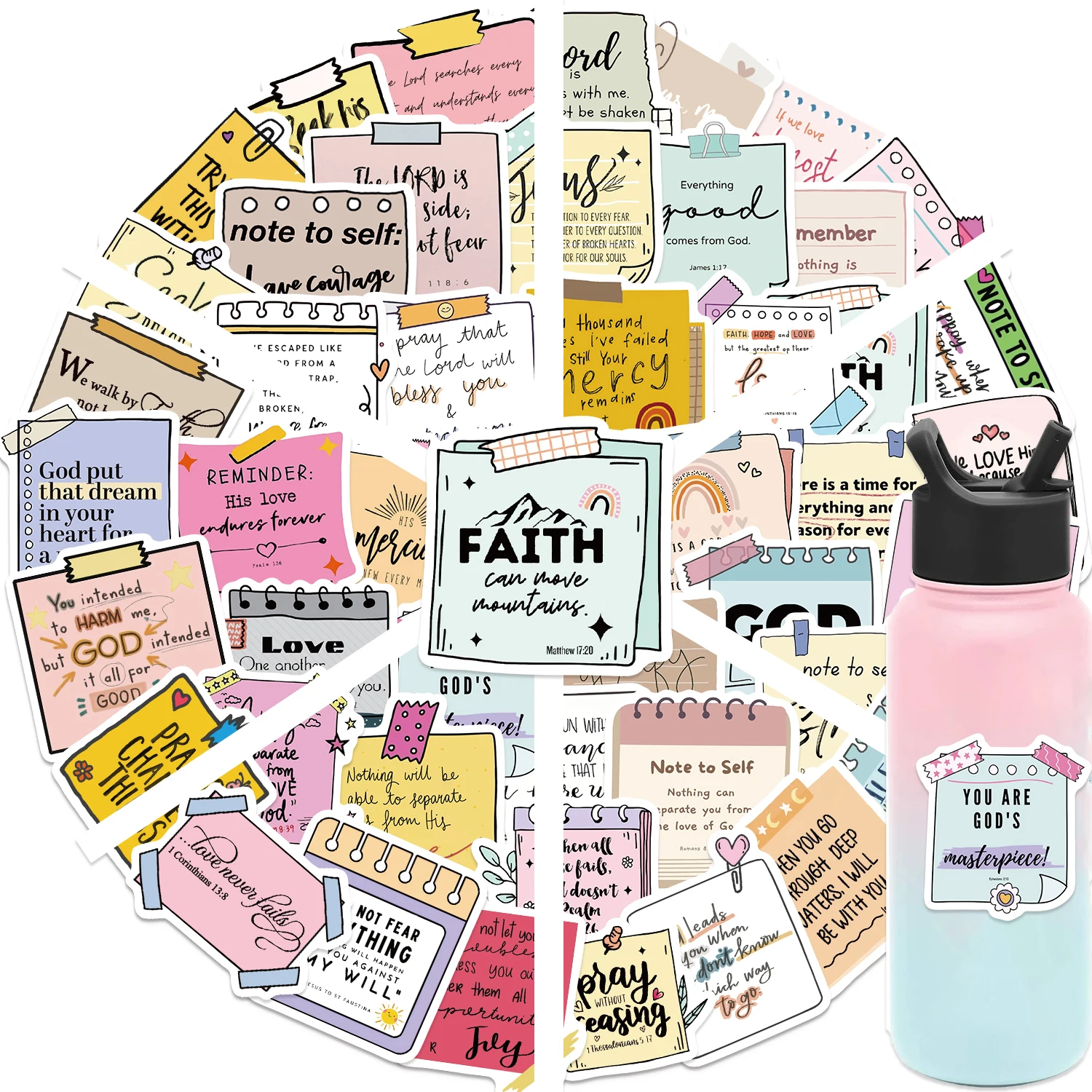 50PCS Bible Verse Scrapbook Stickers DIY Diary Laptop Luggage Skateboard Graffiti Decal Fun Stylish Classic Toys