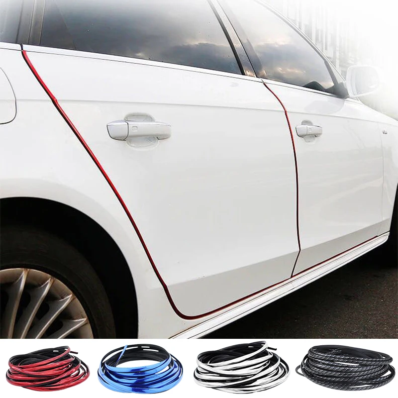 1Set Car Door Edge Scratch Protection Strip Bumper Anti-collision Strip DIY Silver PVC Molding Decorative Stripe Car Accessories