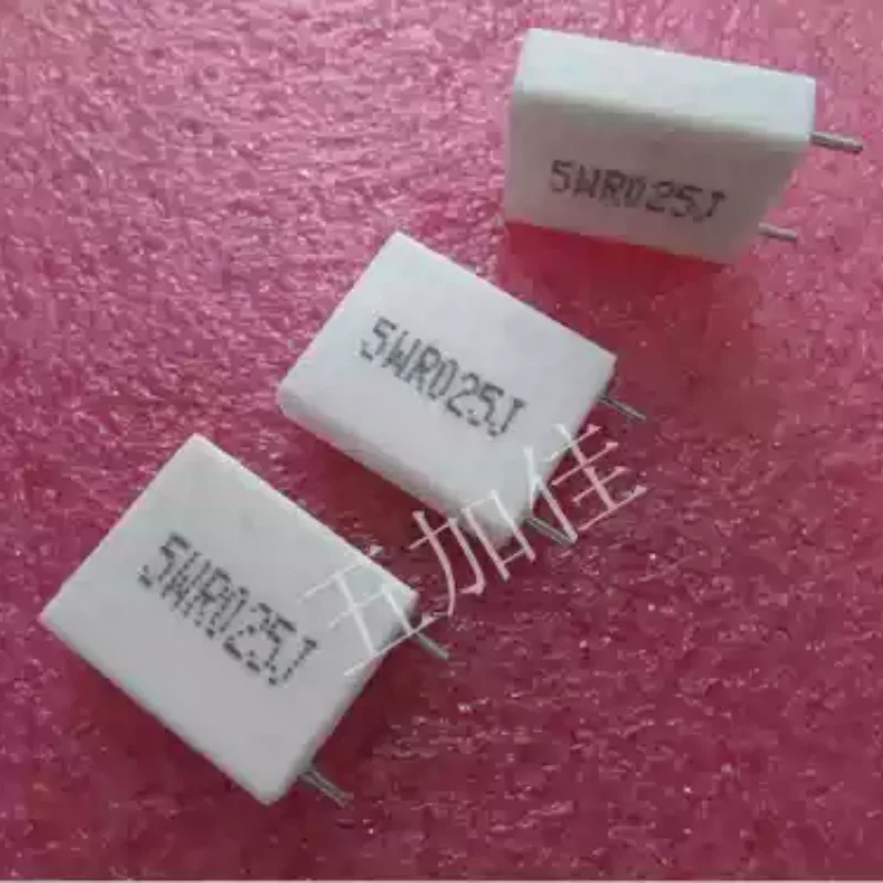 10-100pcs 5WR025J 0.025 Ω J 0.025R 5% copper pin with cement resistance (short pin)