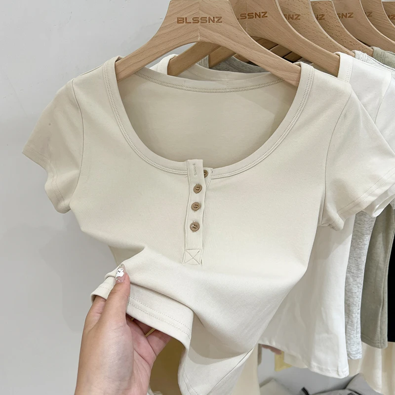 Sommer Frauen T-shirt Taste T-Shirt Frau Kleidung Tops Baumwolle Dünnes T-shirt Weibliche Kurzarm Top Sommer T Sexy Canale Y2k