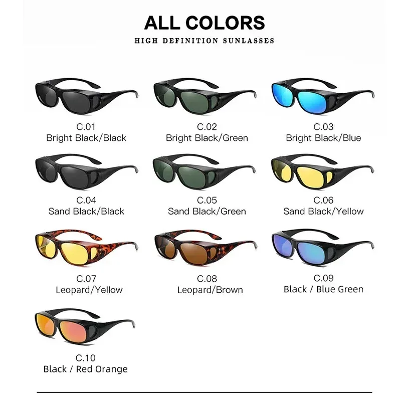 2025 النظارات الشمسية المستقطبة تناسب فوق العين نظارات القيادة التفاف درع نظارات الصيد نظارات شمسية رياضية نظارات الرؤية الليلية