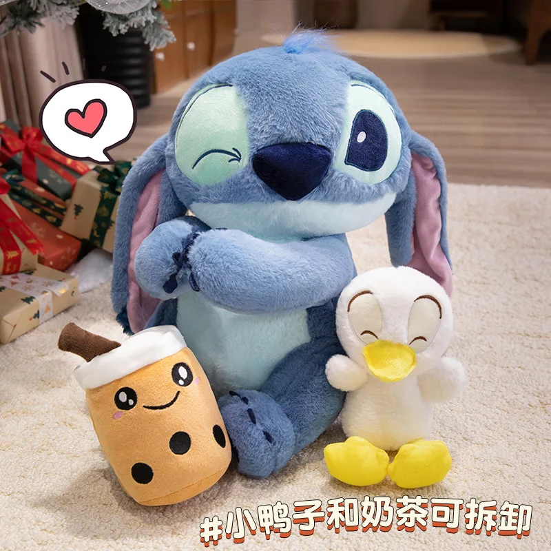 

Cartoon Big Size Lilo & Stitch Plush Toy Anime Lilo Stitch Hug Duck Plushies Stitch Hold Milk Tea Cup Stuffed Doll Pillow Gift