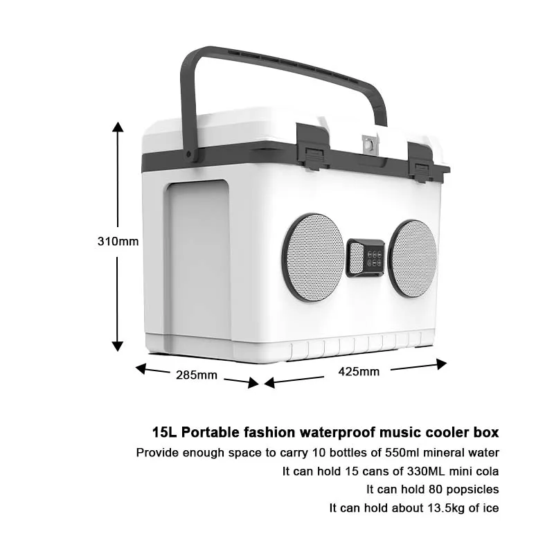 Factory Price 15L 20L 28L Portable Ice Chest Cooler Box Transport Medicine Waterproof Music Cooler Box