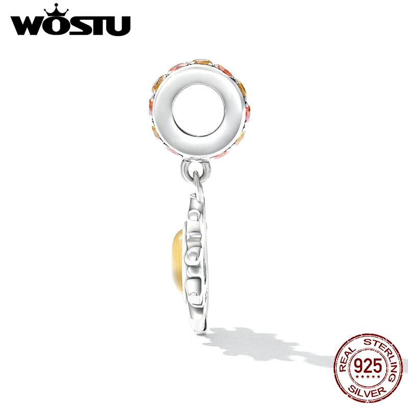 WOSTU Vintage 925 Sterling Silver Sun Style colore ambra vetro di Murano Charms perline Fit bracciali originali braccialetto creazione di gioielli