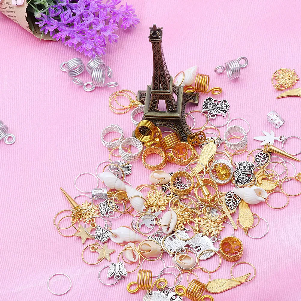 

Hair Accessories Set Metal Ornaments Braids Rings Beautiful Color Long Lasting Luster Dreadlocks Ring DIY Hair Tube Jewelry
