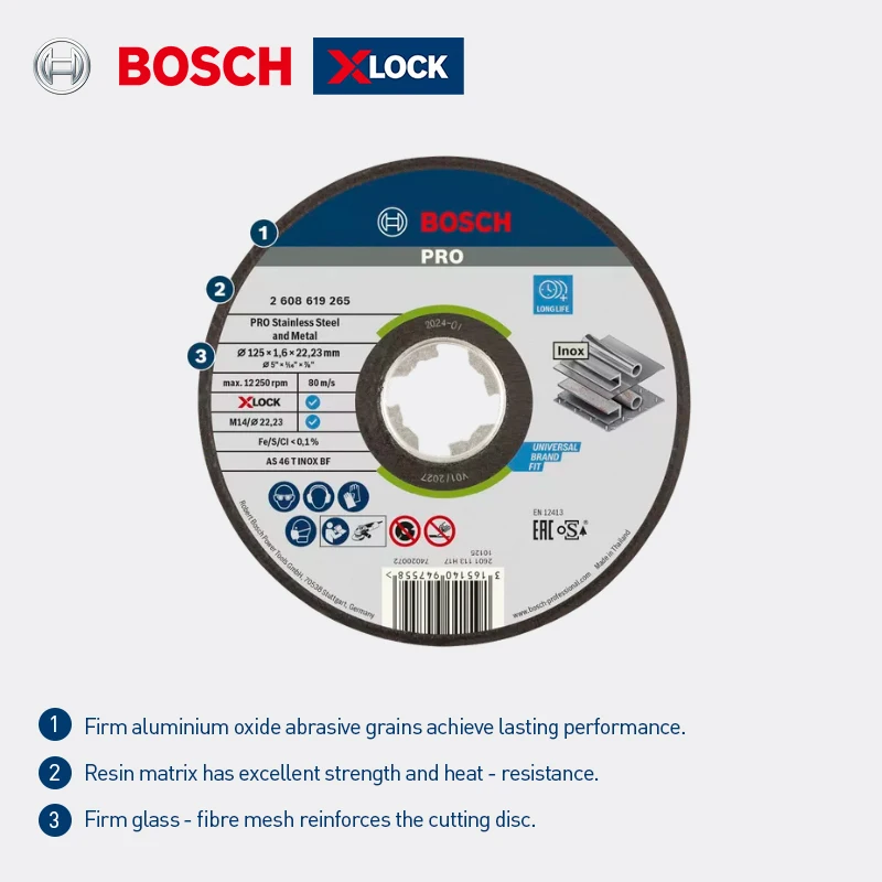 Bosch Accessory X-Lock Professional Metal Stainless Steel Slicing Tool 125X1.6Mm Compatible with X-Lock System Angle Grinder