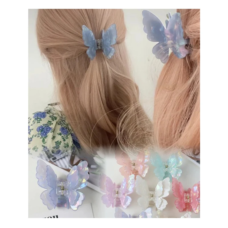 Nueva pinza para el pelo de mariposa de Hada, pinza para el pelo de cangrejo de acetato, pinza para el pelo de princesa dulce de verano para mujer y niña, horquilla, accesorios para el cabello