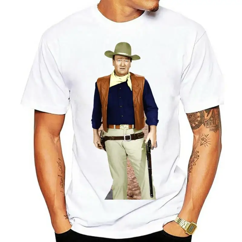 John Wayne Rifle at Side Life Size Cardboard Cutout Standup Cool Casual pride t shirt men Unisex New Fashion tshirt free