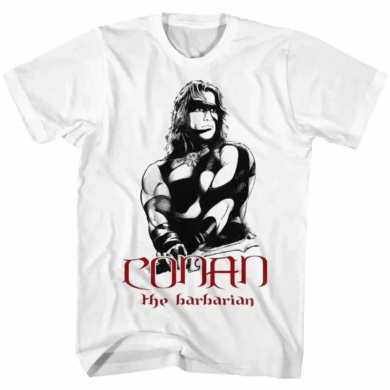 Camiseta Conan The Barbarian negra, roja y blanca para adultos