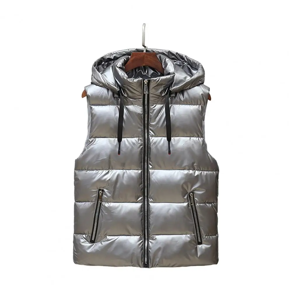 

Soft Men Vest Jacket Men's Quilted Hooded Vest Coat with Drawstring Closure Sleeveless Outwear Jacket Thickened for Winter