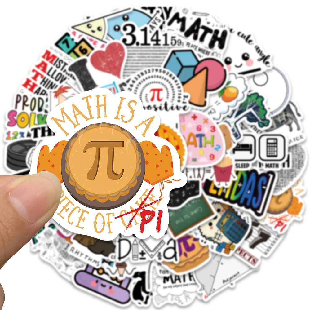50pcs Cartoon Math Graffiti Sticker Funny Cool Decal For Diary Notebook Luggage Handbook Decoration Sticker Student Reward