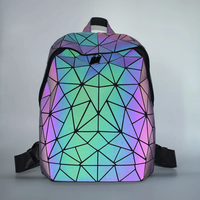 

New Geometric Diamond Pattern Women's Backpack Stylish Iridescent Backpack Unisex Large Capacity Double-Shoulder Backpack