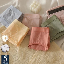 FINETOO 5Pcs/Set Cotton Women's Underwear New Panties Low Waist Tight Panty Girl Antibacterial Panty Breathable Korean Underpant