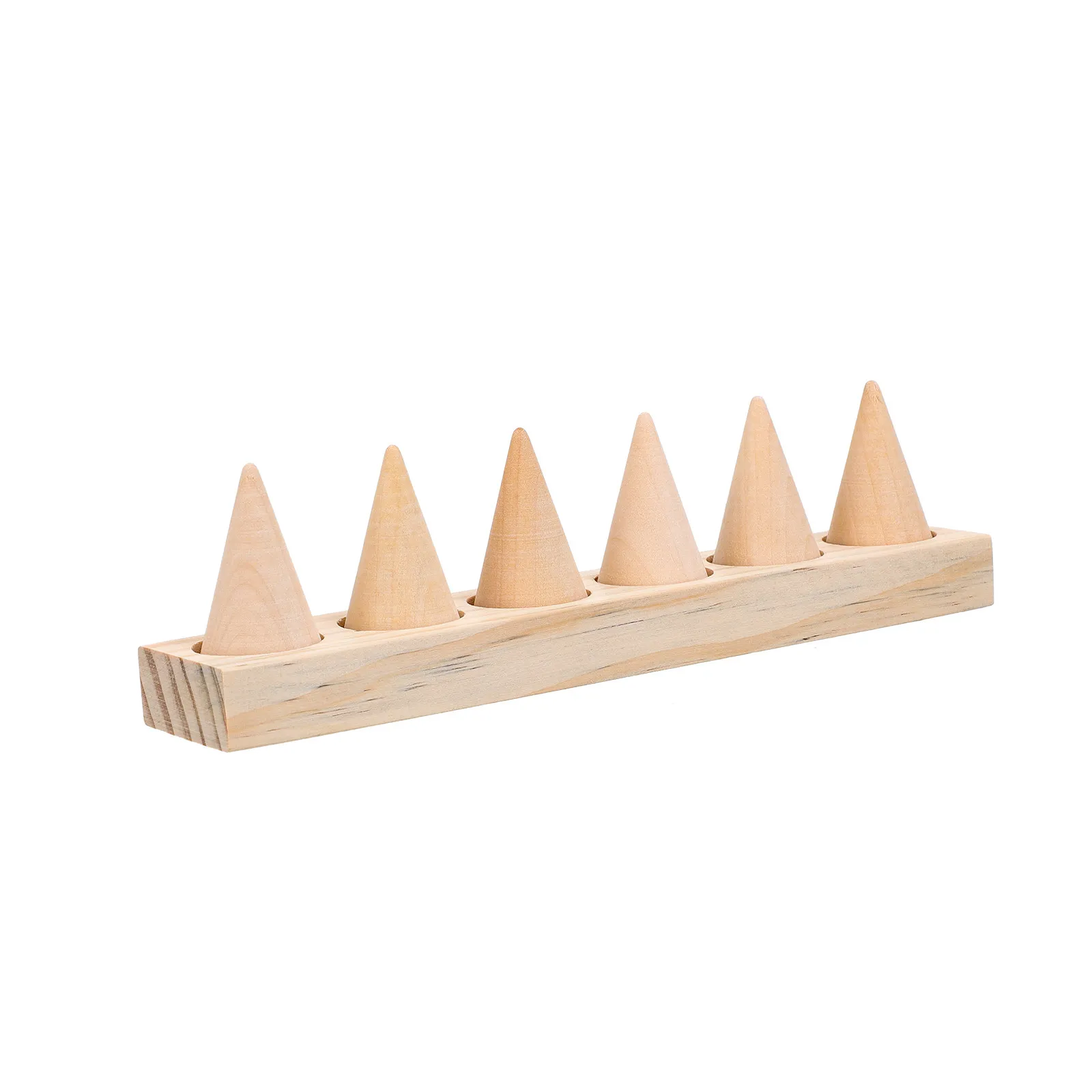1Set Wooden Ring Cone Display Stand Double Layer Finger Ring Holder Jewelry Organizer for Home Shop Showcase Display Rack