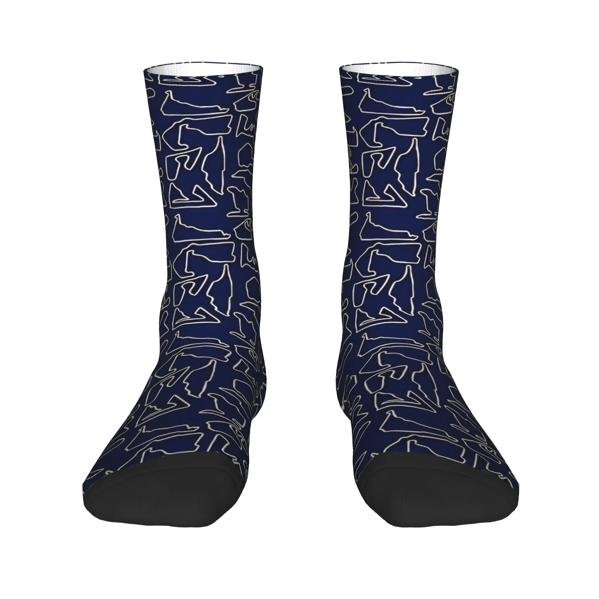 Tracks Dark Blue Stockings Gothic Socks Unisex Men Medium Soft Socks Autumn Running Sports Non-Slip Socks Birthday Present