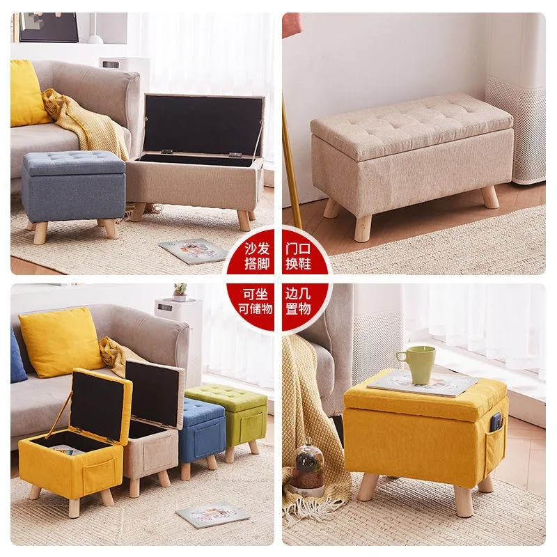 Storage Stools Household Creative Cloth Footrest Stool Living Room Sofa Stool Shoe Changing Stool Ottomans Storage Bench Nordic