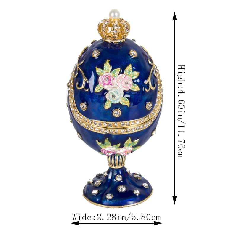 QIFU New Arrive Blue Green Red Faberge Egg Craft Jewelry Trinket Box Decoration