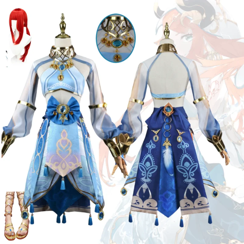 Genshin Impact Nilou Cosplay Fantasia, Roupa Sexy, Conjunto completo, Vestido Dançarino, Uniforme, Calor, Fatos de Halloween