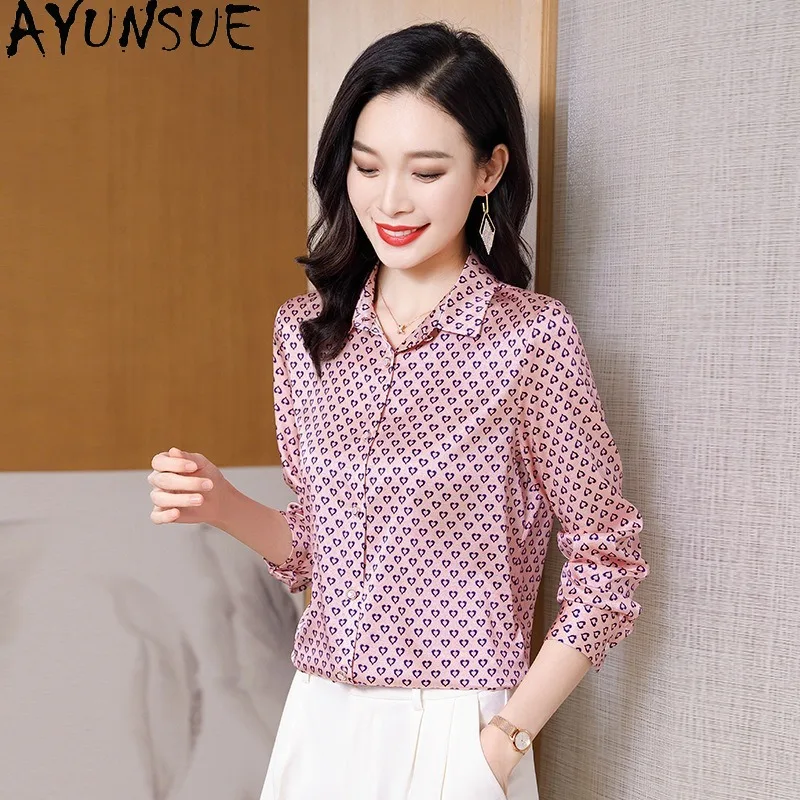 

AYUNSUE 90% Silk Women's Blouses and Shirts Stylish Commuting Long Sleeve Tops for Woman Spring Woman Clothing 2026 Ropa Mujer