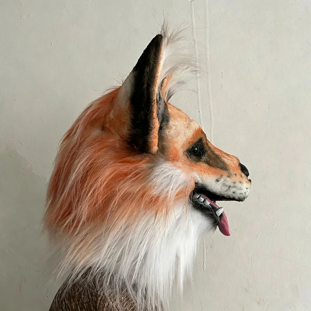 Pelzige Hundemaske Tier Wolf Ganzkopf für Halloween-Party Kostüm Cosplay Frauen Männer – Detail 2