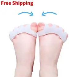 4pcs=2pairs Child Toe Separator Stretcher Silicone Bone Straightener Spreader  Hallux Valgus Corrector Foot Care For Kids