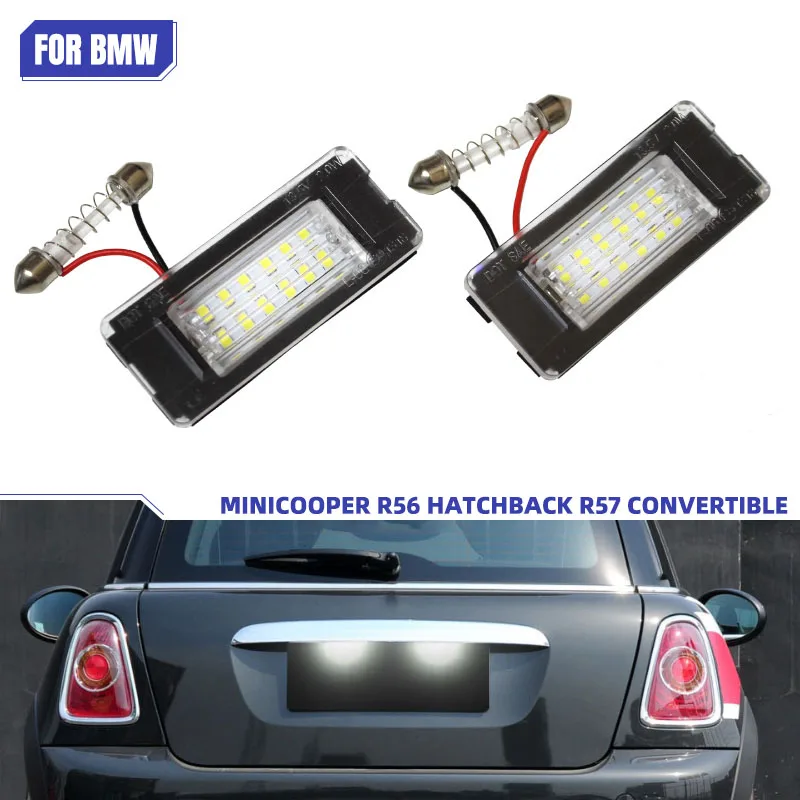 For Mini Cooper R56 R57 R58 R59 R50 R52 R53 LED License Plate Light 2PCS White Car Number Lamp Error Free OEM#:51132756227