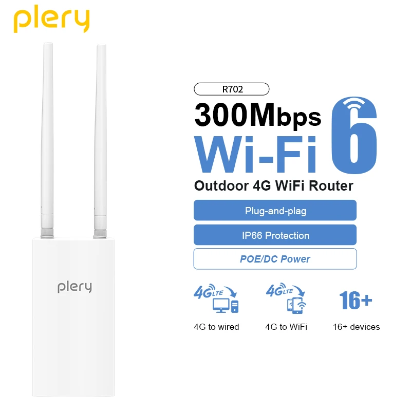 

PLERY 300 Мбит/с 4G уличный маршрутизатор вставка Sim WiFi6 16 пользователей Wi-Fi сигнальный маршрутизатор Wi-Fi беспроводной удлинитель усилитель Plug and Play