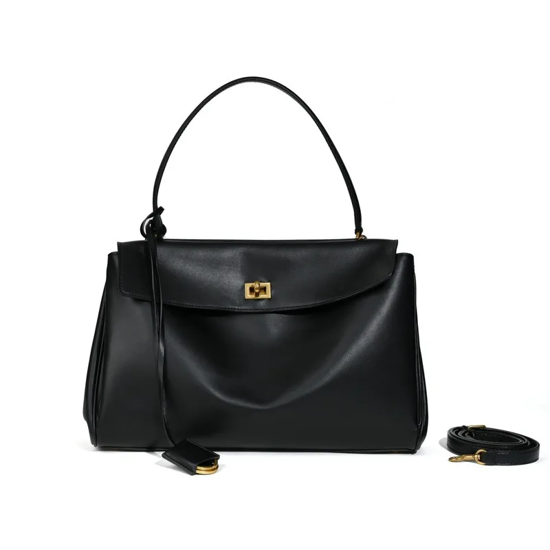 Timeless Elegant Minimalist  Shoulder Bag for Women Top Grain Leather Work Adjustable Strap Spacious Interior Luxury Handbag